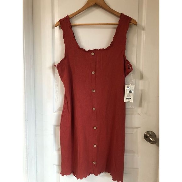 No Boundaries Juniors' Button-Front Bodycon Tank Dress, Women's - Picture 2 of 2